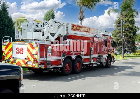 Coronado Feuerwehrfahrzeug in der Innenstadt von Coronado Island, San Diego, Kalifornien Stockfoto