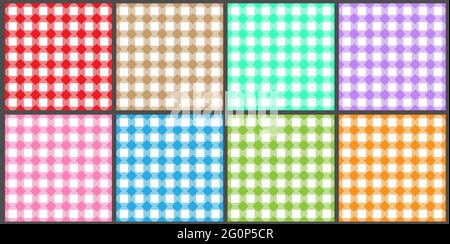 Eine Reihe von nahtlosen mehrfarbigen Hintergründen für Poster, Banner, Postkarten und kreatives Design. Vektorgrafik für Aktien. Stock Vektor