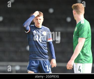 Dumbarton, Schottland .UK 2. Juni 21 Freundschaftliches Spiel.Schottland U-21 gegen Northern Irel und U-21 C&G Systems Stadium, Dumbarton. Kredit: eric mccowat/Alamy Live Nachrichten Stockfoto