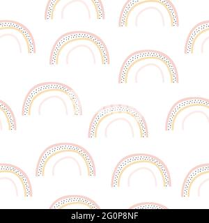 Abstrakter Vektor Regenbogen. Handgezeichnete Regenbögen im minimalistischen skandinavischen Stil. Moderne Baby-, Kinder-Illustrationen. Vektorgrafik. Stock Vektor