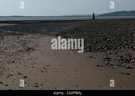 Der Leuchtturm am Whiteford Point, The Gower, Wales, Großbritannien Stockfoto