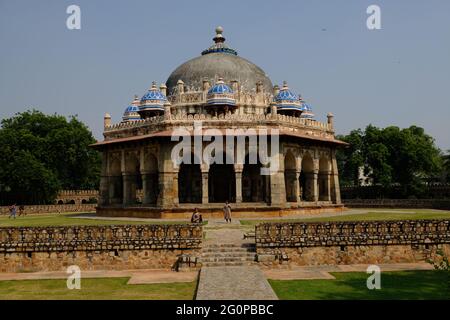 Indien Delhi - Humayun Grabpark - achteckiges Isa Khan Grab Stockfoto