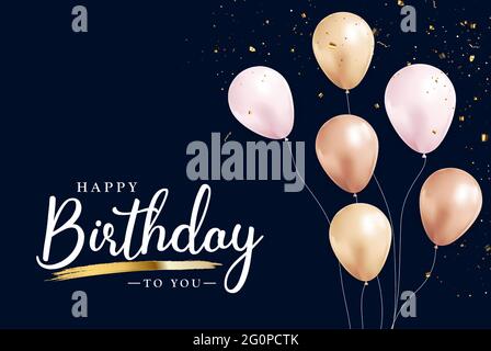Happy Birthday Gratulation Bannerdesign mit Confett und glänzendem Glitzer-Band für Party Holiday Hintergrund. Vektorgrafik Stock Vektor