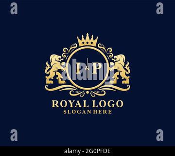 IP Letter Lion Royal Luxury Logo Vorlage in Vektorgrafik für Restaurant, Royalty, Boutique, Cafe, Hotel, Wappentisch, Schmuck, Mode und andere Vektor il Stock Vektor