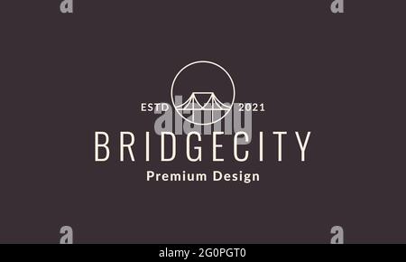 Linien Kreis mit Brücke Stadt Logo Symbol Vektor Symbol Design Illustration Grafik Stock Vektor