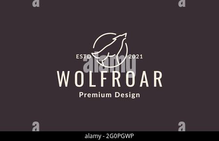 wolf brüllen Linien Logo Design Vektor Symbol Illustration Grafik Stock Vektor