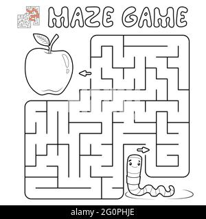 Maze Puzzle-Spiel für Kinder. Skizzieren Labyrinth oder Labyrinth-Spiel mit Wurm. Vektorgrafiken Stock Vektor
