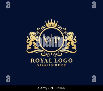 VP Letter Lion Royal Luxury Logo Vorlage in Vektorgrafik für Restaurant, Royalty, Boutique, Cafe, Hotel, Wappentisch, Schmuck, Mode und andere Vektor il Stock Vektor