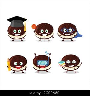 Schüler der Schokolade dorayaki Zeichentrickfigur mit verschiedenen Ausdrücken. Vektorgrafik Stock Vektor