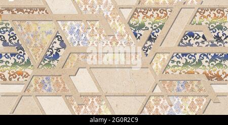 Beige Grundfarbe florale Textur Muster Wandfliesen und Tapeten verwenden Stockfoto