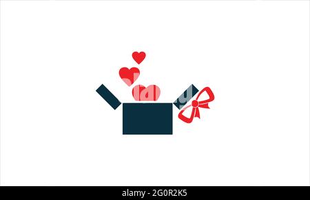 Herz in Geschenkbox valentinstag Symbol Logo Vektor Vorlage Illustration Stock Vektor