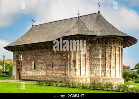 Bemalte Kirche im Kloster Humor, Humorlului, Rumänien Stockfoto