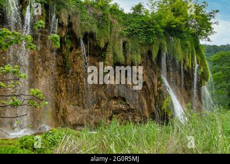 Mali Prstavac Wasserfall, Nationalpark Plitvicer Seen, Kroatien Stockfoto