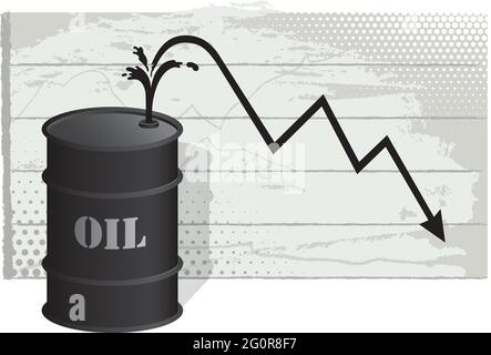 Vektordarstellung der Krise durch sinkende Ölpreise. Stock Vektor