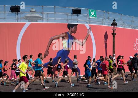 FRANKREICH. PARIS (8. BEZIRK). OLYMPISCHER TAG, CONCORDE PLATZ, 23. JUNI 2019 Stockfoto