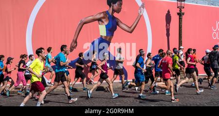 FRANKREICH. PARIS (8. BEZIRK). OLYMPISCHER TAG, CONCORDE PLATZ, 23. JUNI 2019 Stockfoto