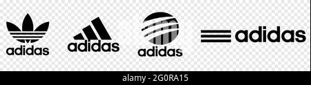 Vinnytsia, Ukraine - 30. Mai 2021: Satz von Adidas-Logo. Premium-Qualität. Redaktionelles Vektorsymbol auf transparentem Hintergrund isoliert Stock Vektor