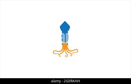 Abbildung der Vorlage für das Design des blauen Tintenfisch-Vektorsymbols mit Logo Stock Vektor
