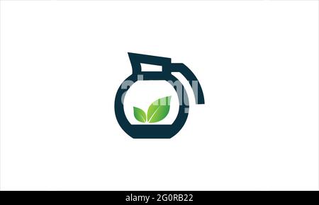 Heißer grüner Tee Kanne Logo Vorlage oder grüner Tee Vektor Illustration Stock Vektor