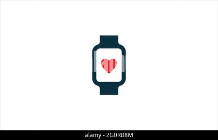 Smart Watch mit Herzzeichen Symbol Logo Design Illustration Stock Vektor