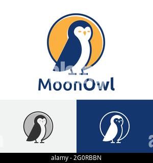 Night Moon Little Cute Owl Bird Logo-Symbol Stock Vektor