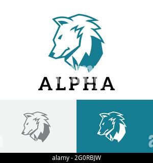 Alpha Wolf Starkes Mächtiges Anführer Commander Animal Wildlife Logo Stock Vektor