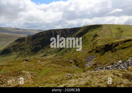 Craig Cerrig Gleisiad Fan Frynych National Nature Reserve, das durch Gletscheraktionen während der letzten Eiszeit gebildet wurde Brecon Beacons National Park Powys Wales Stockfoto