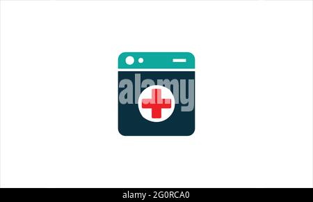 Waschmaschine mit Kreuz medizinischen Zeichen Symbol Logo Design Illustration Stock Vektor