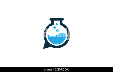 Laborkochflask mit Lösung und Blasen Symbol Logo Design Illustration Stock Vektor