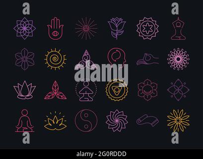 Meditations- und Yoga-Icon-Set Stock Vektor