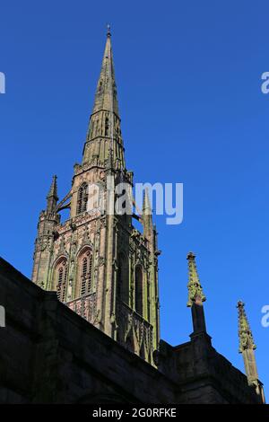 Spire of Old Cathedral Church of Saint Michael (Coventry Cathedral), Priory Street, Coventry, West Midlands, England, Großbritannien, Großbritannien, Europa Stockfoto