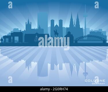 Köln Deutschland City Skyline Vektor Silhouette Illustration Stock Vektor