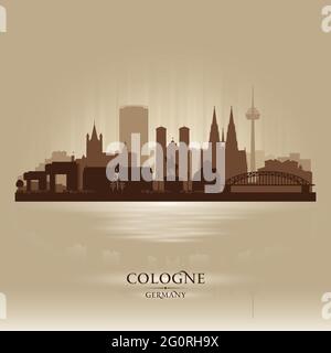 Köln Deutschland City Skyline Vektor Silhouette Illustration Stock Vektor