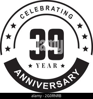39. Jahrestag Logo Design Vektor Vorlage Stock Vektor