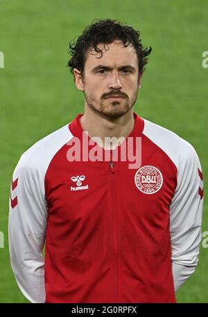 Innsbruck, Österreich. Juni 2021. Fußball: Internationale, Deutschland - Dänemark im Tivoli-Stadion. Dänemarks Thomas Delaney vor dem Spiel. Quelle: Federico Gambarini/dpa/Alamy Live News Stockfoto