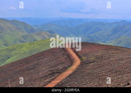 Der Geotrail Mkhonjwa ist Teil der Genesis Route zwischen Barberton und Swasiland in Mpumalanga, Südafrika Stockfoto