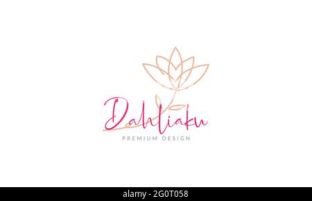 Durchgehende Linien Blume Dahlia Logo Stock Vektor