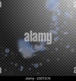 Hellblaue Blütenblätter fallen herunter. Moderne romantische Blumenecke. Fliegendes Blütenblatt auf transparentem quadratischem Hintergrund. Liebe, Romantik Konzept. Bezaubernd Stock Vektor