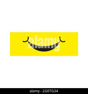 Vorlage für Smile-Symbole. Lächelndes Emoticon-Vektor-Logo auf gelbem Hintergrund. Gesichtslinie Art Stil - Vektor Stock Vektor