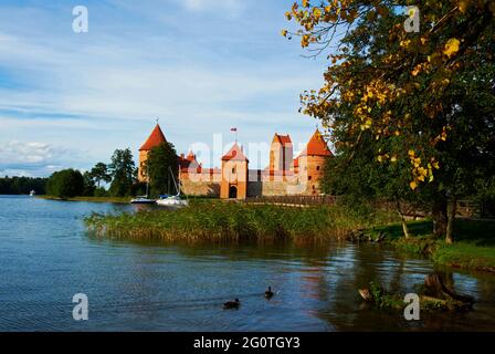 Litauen (Baltikum), Inselschloss Trakai bei Vilnius Stockfoto