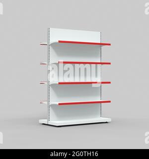 3D-Rendering leerer grauer Shelf-Hintergrund Stockfoto