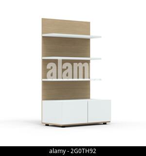 3D-Rendering leerer grauer Shelf-Hintergrund Stockfoto