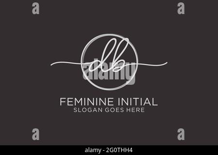 DB-Handschrift-Logo mit Kreis Vorlage Vektor-Logo der ersten Unterschrift, Hochzeit, Mode, Blumen und botanischen mit kreativen Vorlage. Stock Vektor
