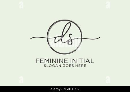 DS Handschrift Logo mit Kreis Vorlage Vektor-Logo der ersten Unterschrift, Hochzeit, Mode, Blumen und botanische mit kreativen Vorlage. Stock Vektor
