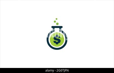 Dollar-Zeichen in Lab Flask Symbol Logo Design Vektor Illustration Stock Vektor