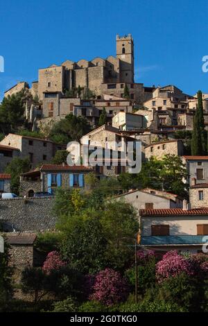 Frankreich. Pyrénées Orientales (66) Conflent Region. EUS Village Stockfoto