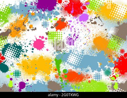 Der Hintergrund besteht aus bunten Farbflecken. Vektorgrafik Stock Vektor