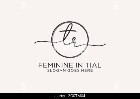 TR Handschrift-Logo mit Kreis Vorlage Vektor-Logo der ersten Unterschrift, Hochzeit, Mode, Blumen und botanische mit kreativen Vorlage. Stock Vektor