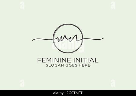 WN-Handschrift-Logo mit Kreis Vorlage Vektor-Logo der ersten Unterschrift, Hochzeit, Mode, Blumen und botanische mit kreativen Vorlage. Stock Vektor
