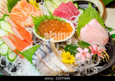 Close up ikura (Lachs Rogen), Sashimi, japanisches Essen Stil. Stockfoto